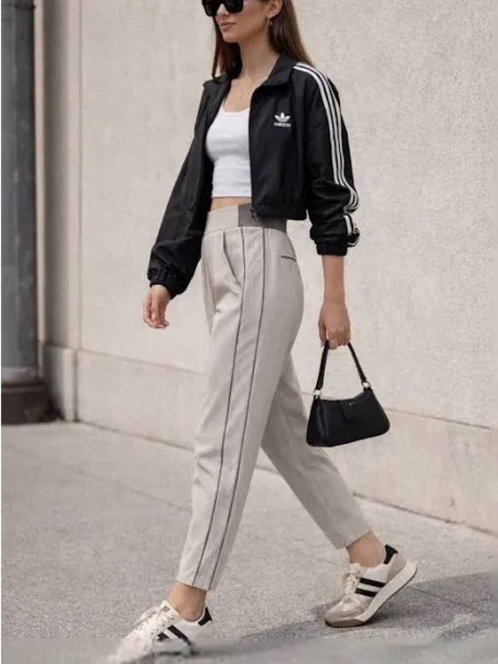 Athleta Brooklyn Ankle Pants with Black and Tan Stripes